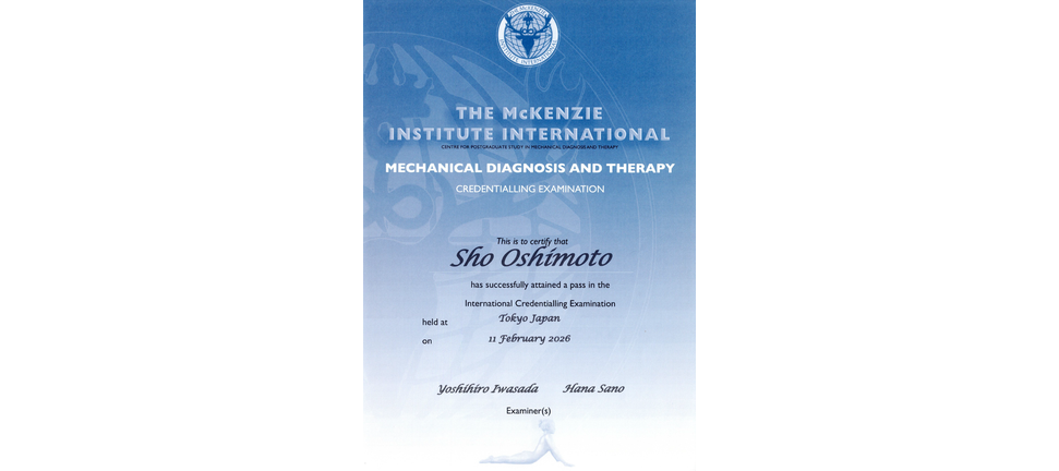 Mackenzie資格証の各種専門師